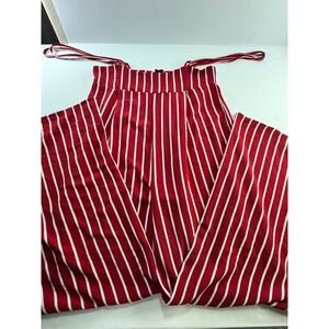 Try This Red White Striped Wide Leg Jumpsuit Womens XL Spaghetti Strap Nautical